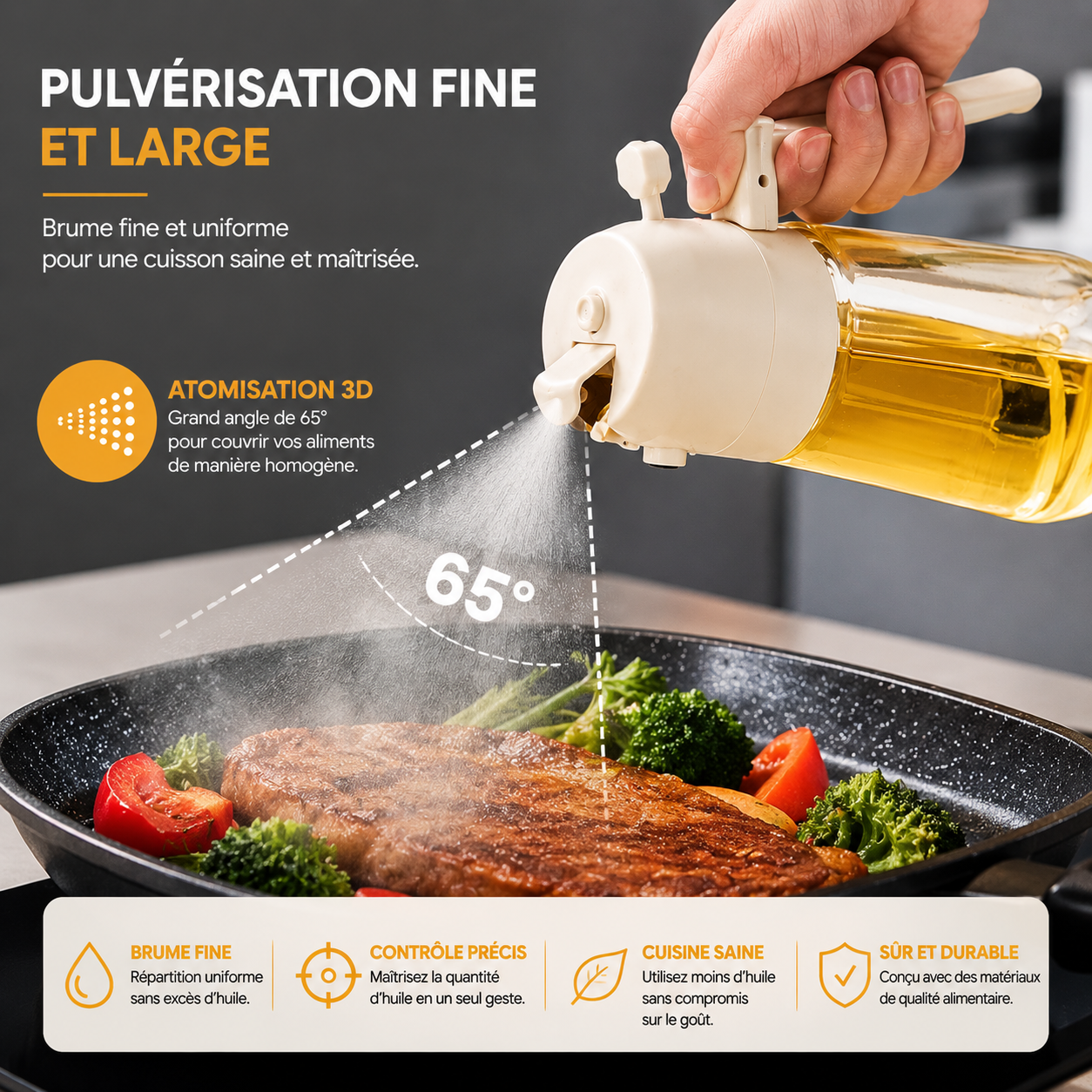 Pulvérisateur d'huile 2 en 1 KAFILYA™ – Spray et Verseur 470 ml